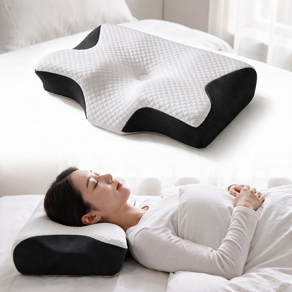Velmesta Cervical Contour Comfort Pillow - Black
