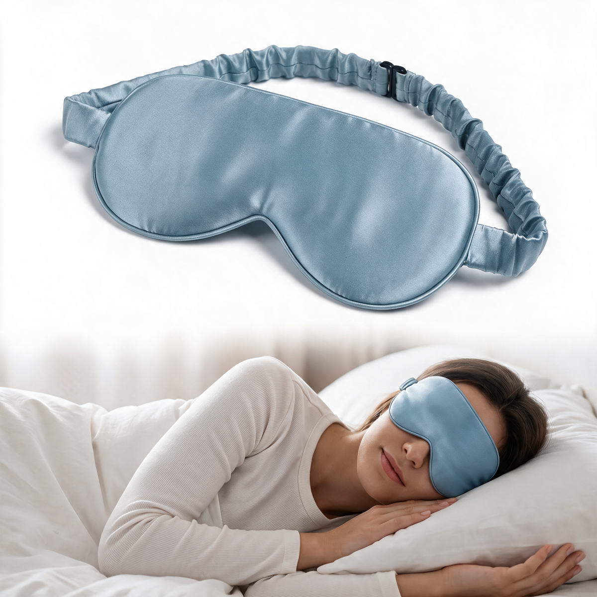 Velmesta Bamboo Silk Sleep Mask - Light Blue