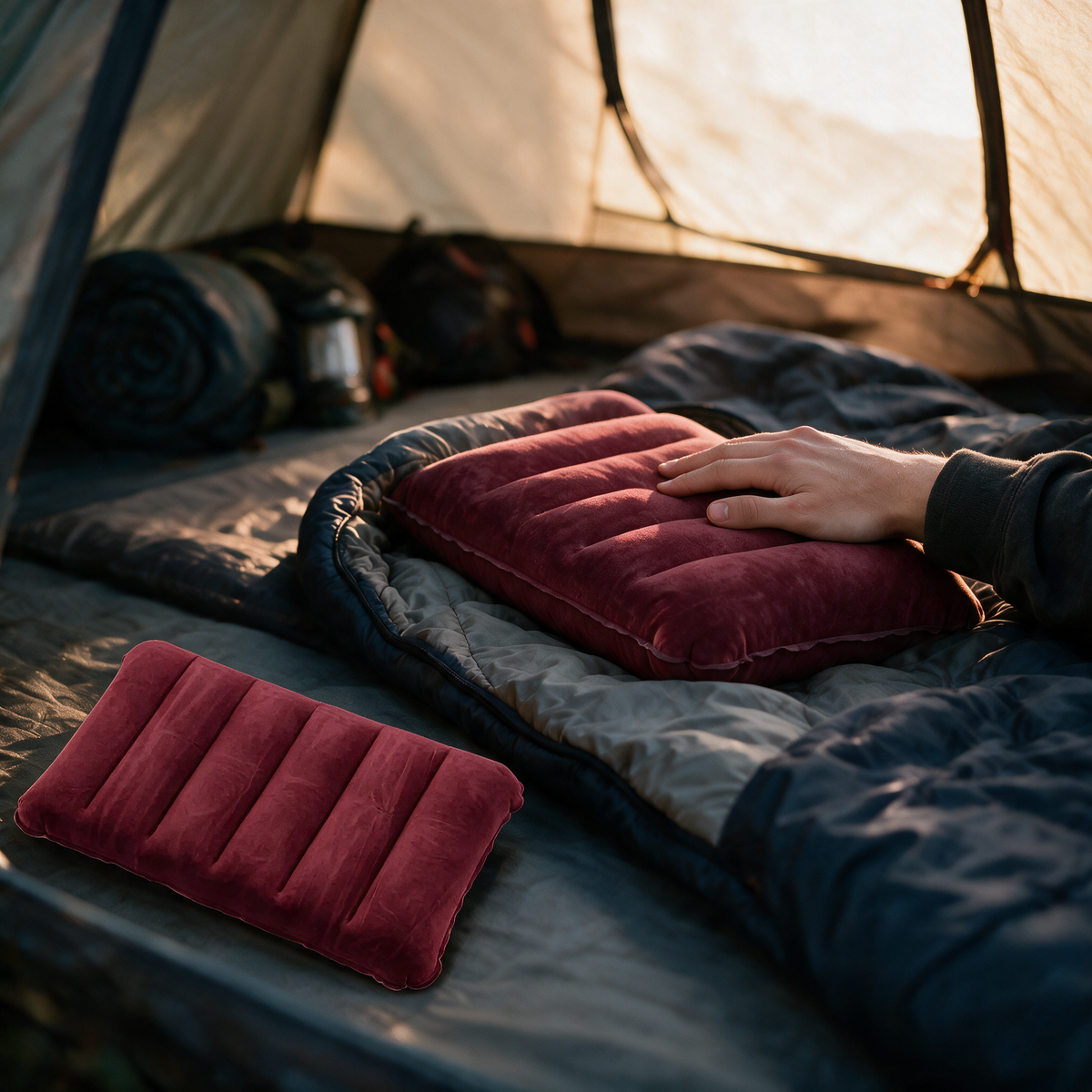 Velmesta Compact Inflatable Travel Pillow - Claret