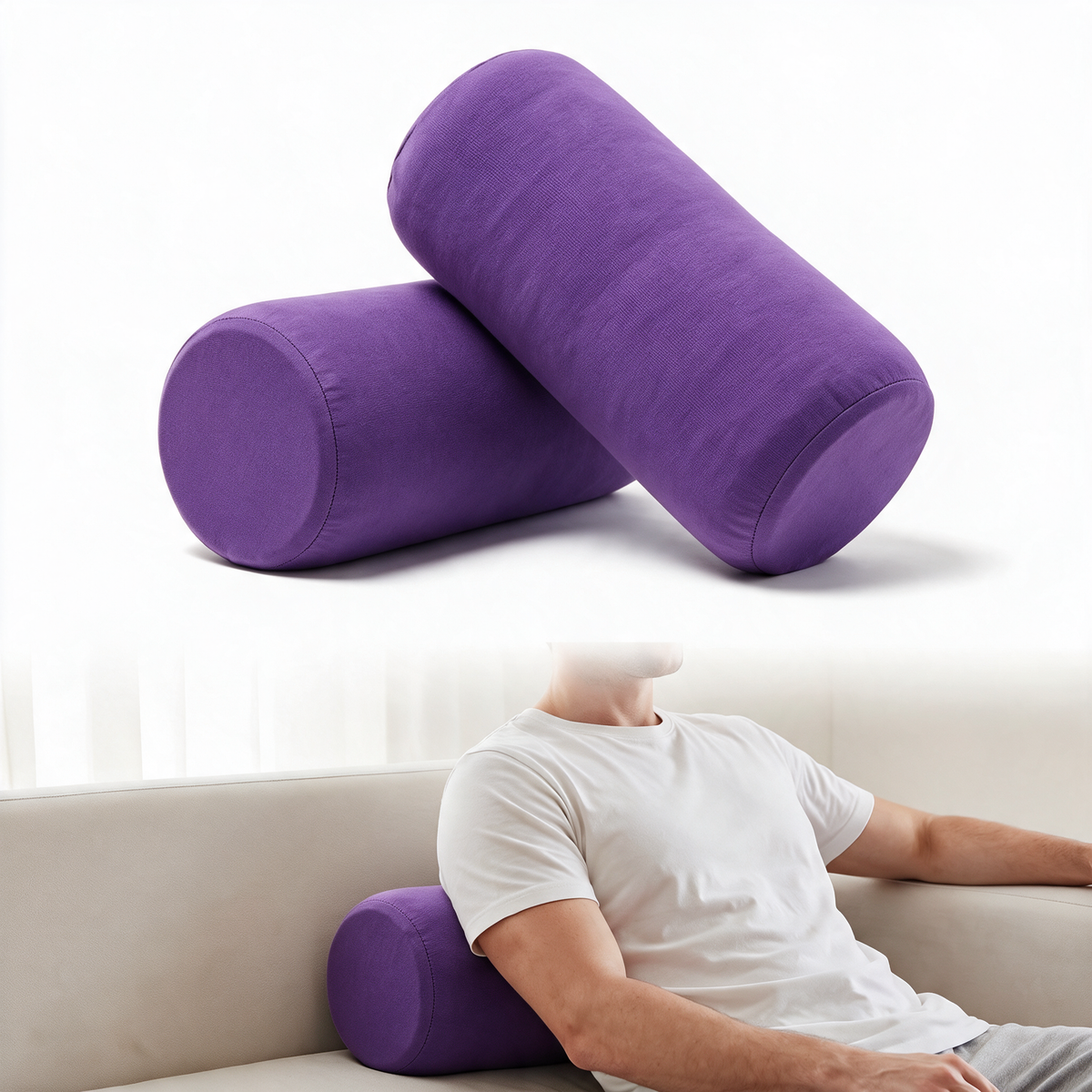 Velmesta Soft Roll Pillow Set - Purple