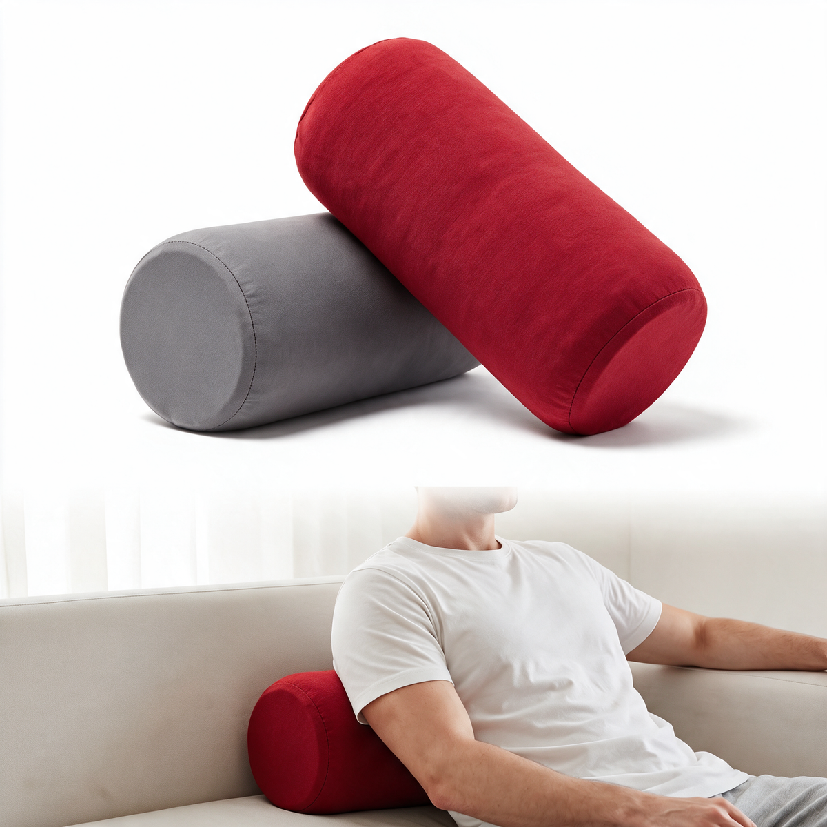 Velmesta Soft Roll Pillow Set - Red