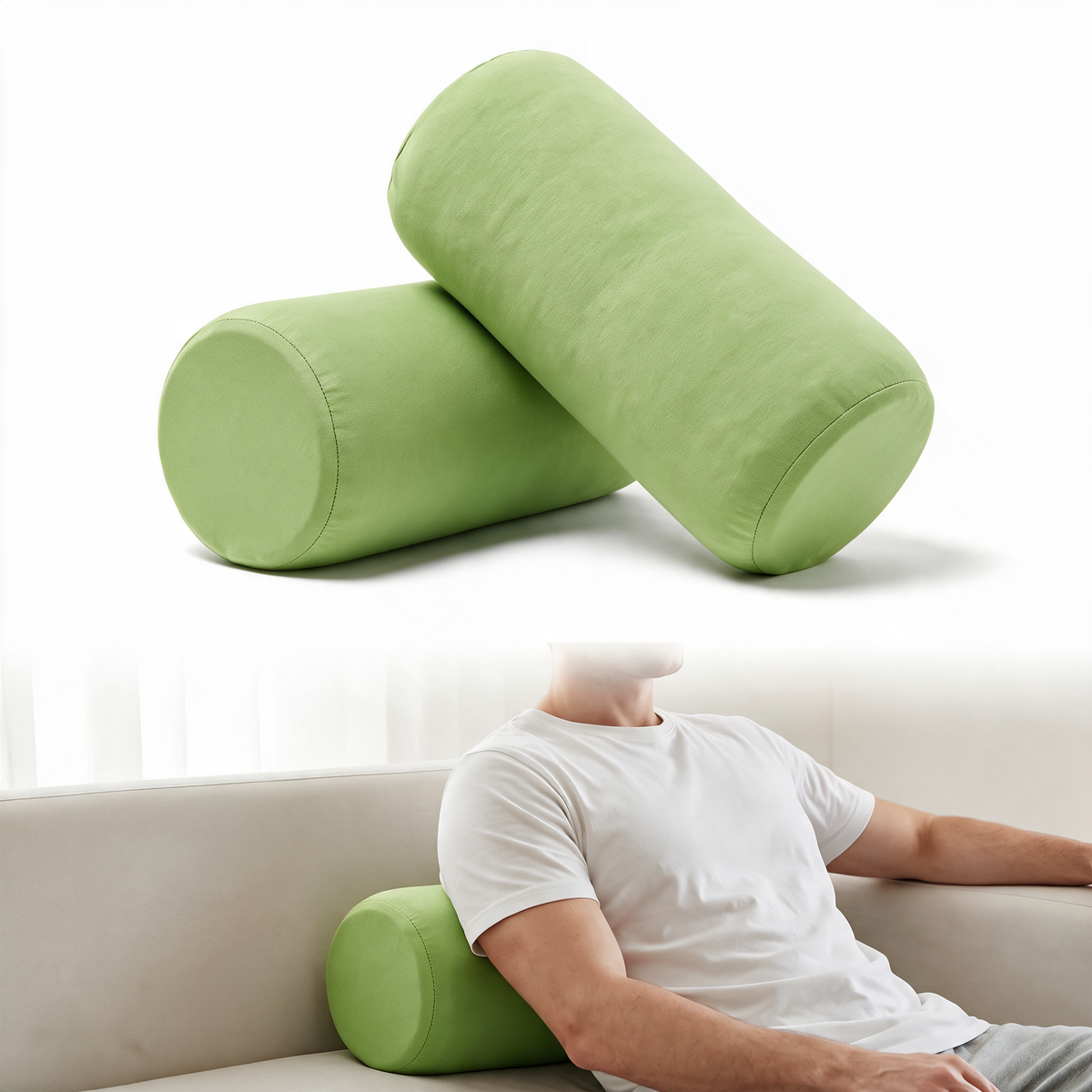 Velmesta Soft Roll Pillow Set - Green