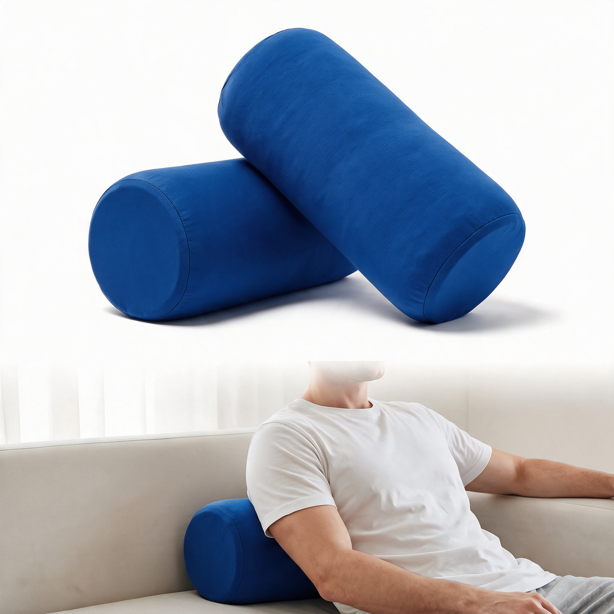 Velmesta Soft Roll Pillow Set - Blue