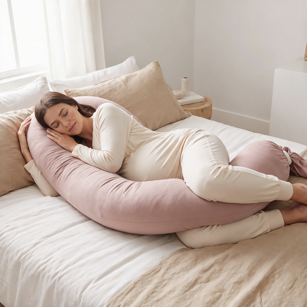 Velmesta Adjustable Pregnancy Body Pillow - Pink