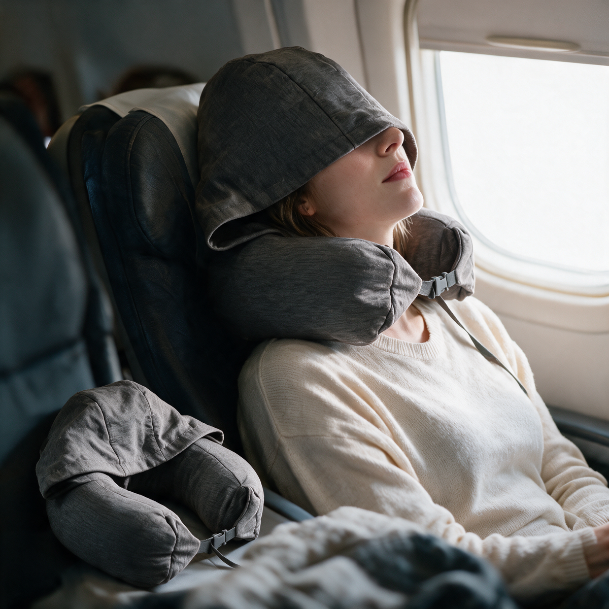 Velmesta Cozy Hooded Travel Pillow - Dark Gray