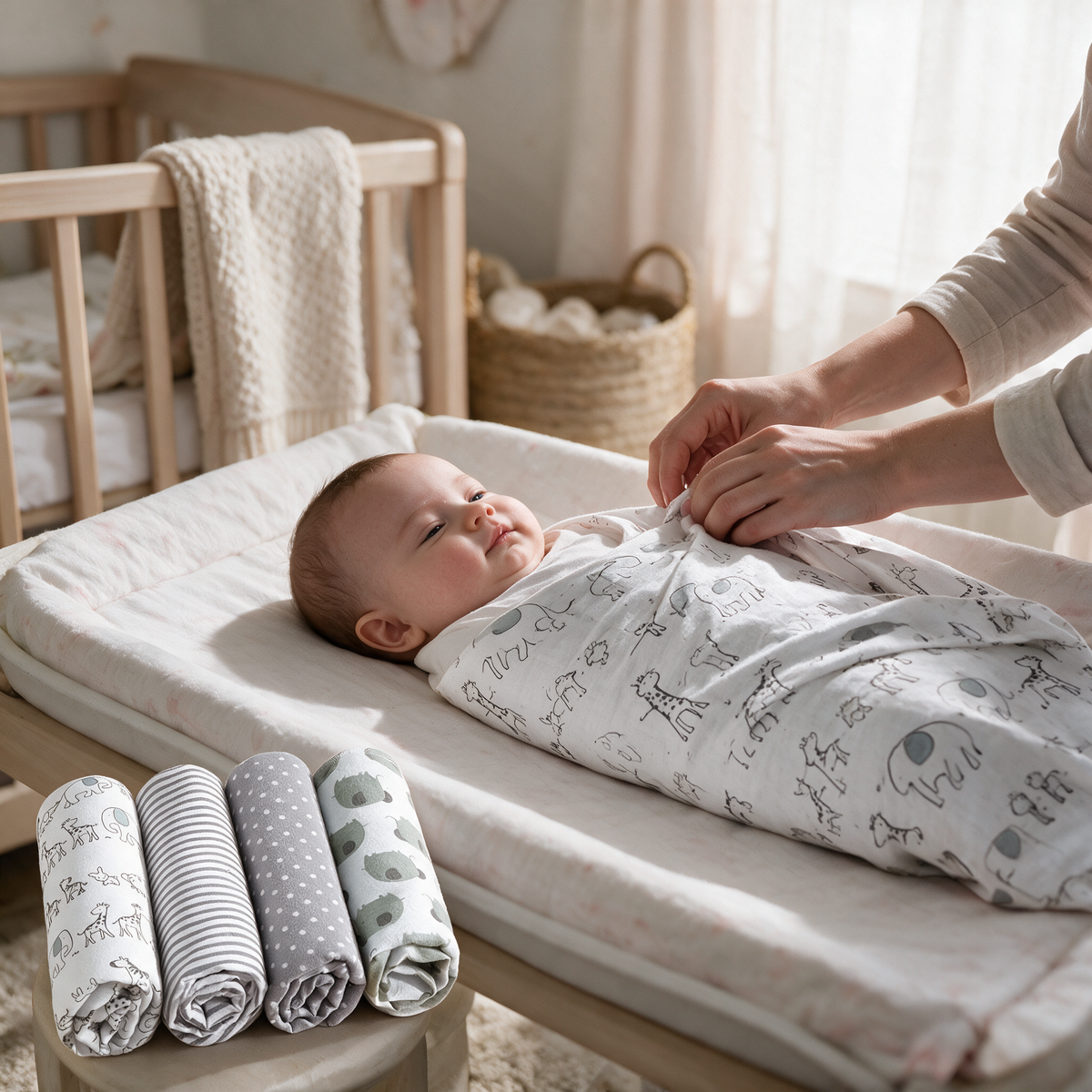 Velmesta Soft Cotton Baby Swaddle Blanket Set - Neutral