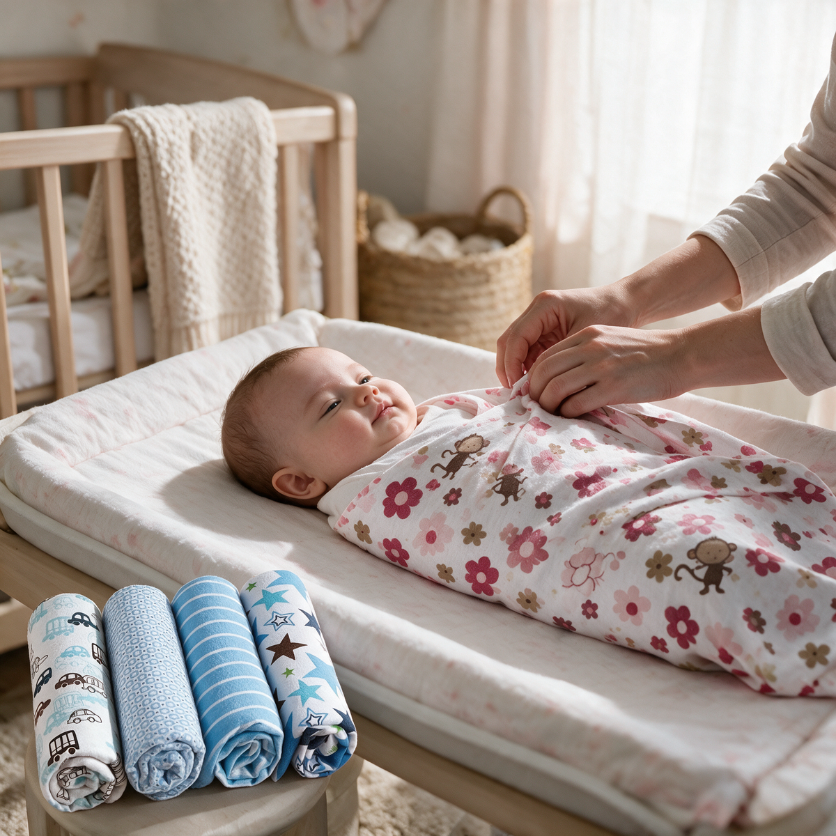 Velmesta Soft Cotton Baby Swaddle Blanket Set - Blue