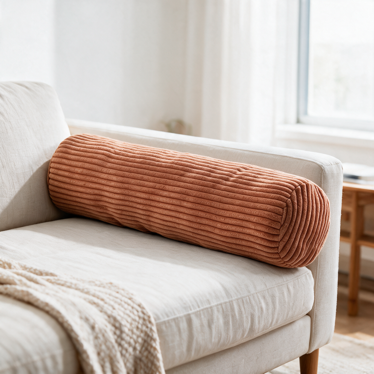 Velmesta Supportive Knit Bolster Cushion - Orange