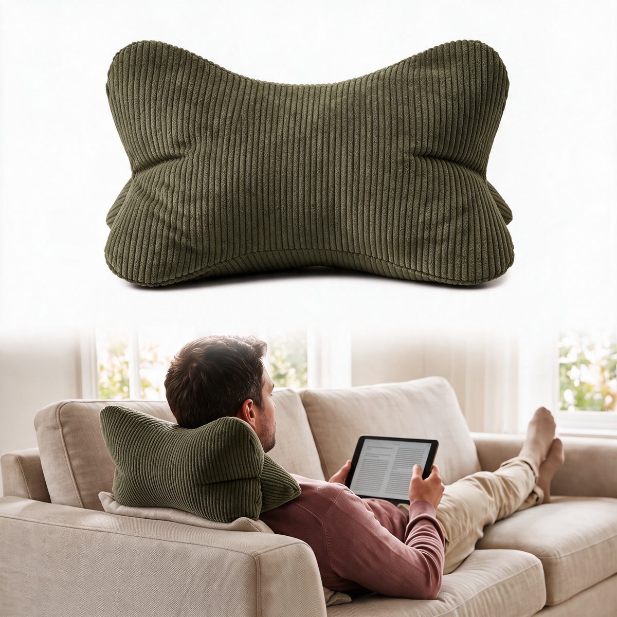 Velmesta Structured Lounge Bolster Cushion - Green