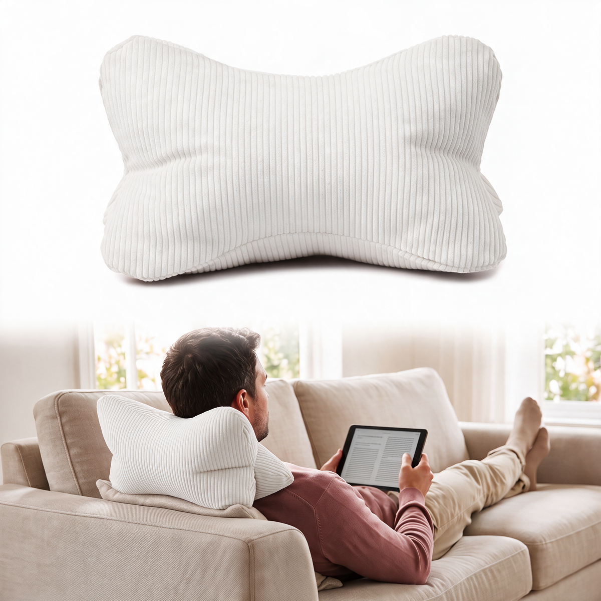 Velmesta Structured Lounge Bolster Cushion - White