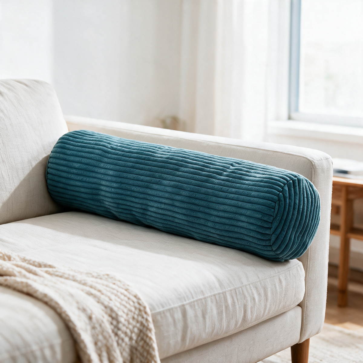 Velmesta Supportive Knit Bolster Cushion - Blue