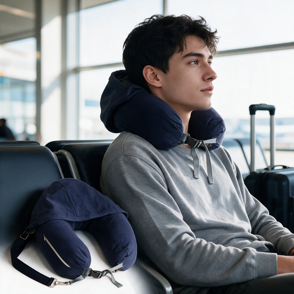 Velmesta Stuffable Hooded Travel Pillow - Dark Blue