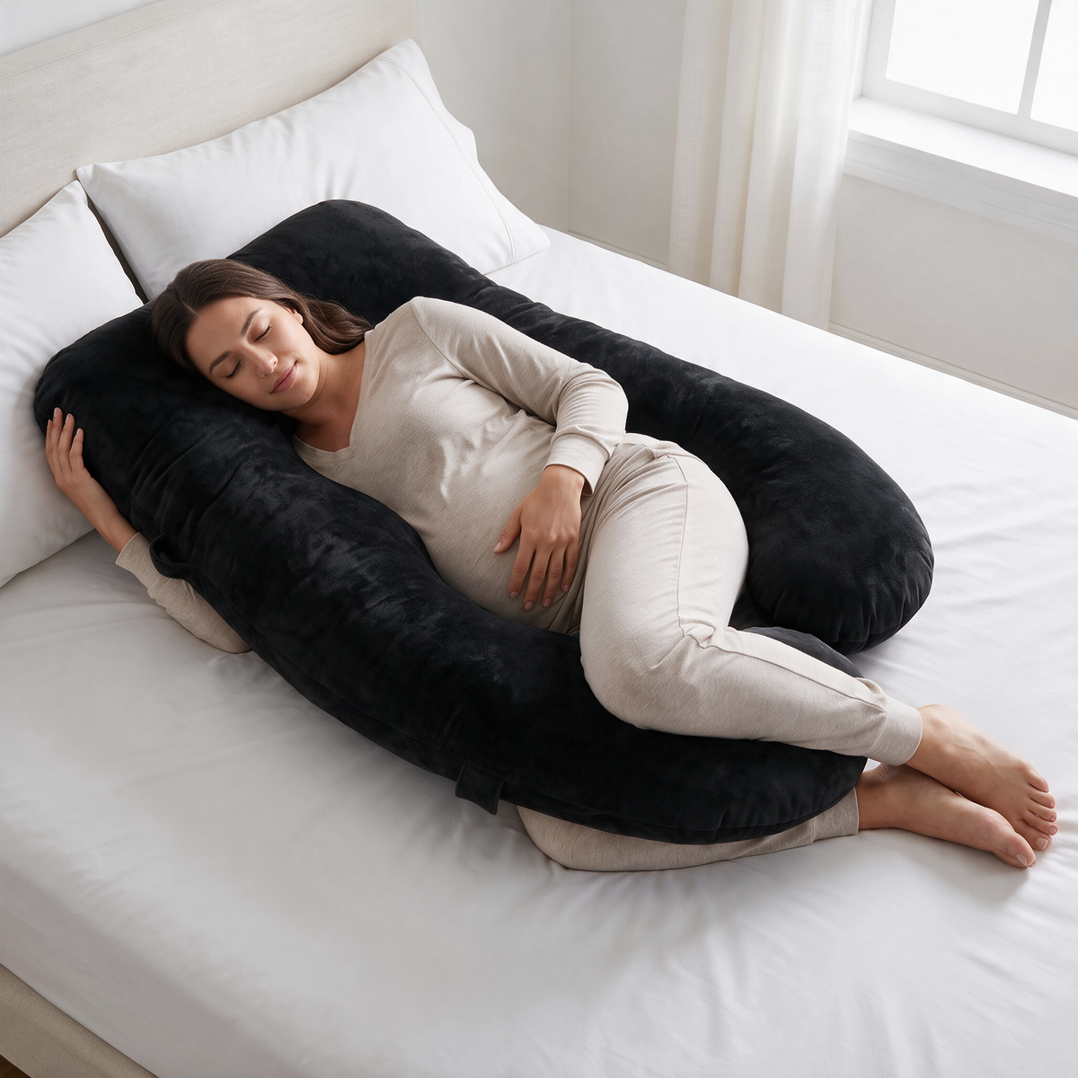 Velmesta Cooling Full Body Pregnancy Pillow - Black