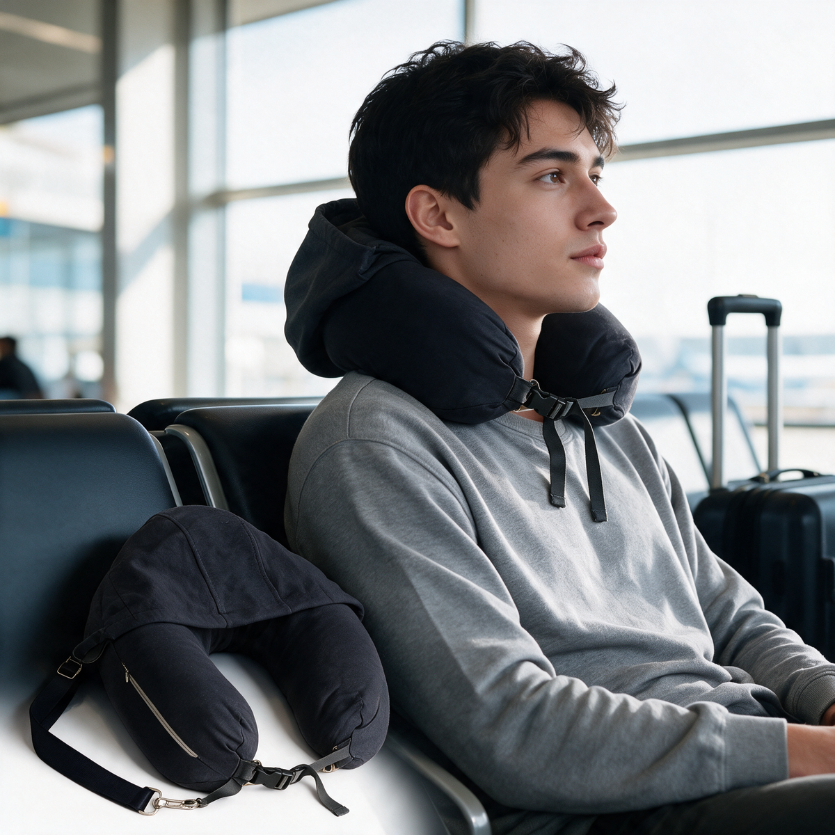 Velmesta Stuffable Hooded Travel Pillow - Black