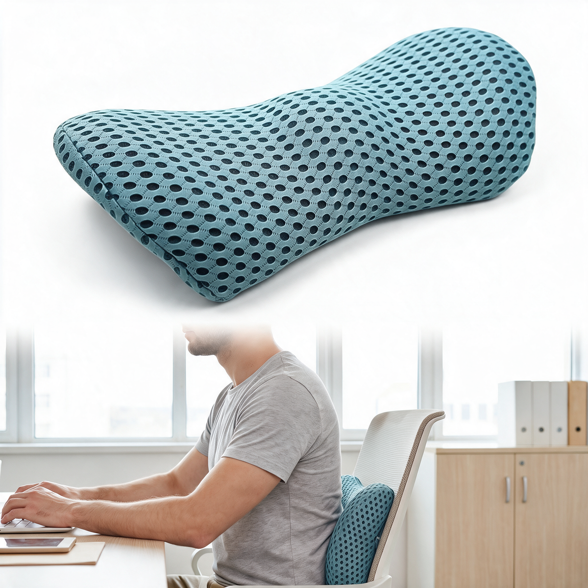Velmesta Portable Lumbar Support Pillow - Blue