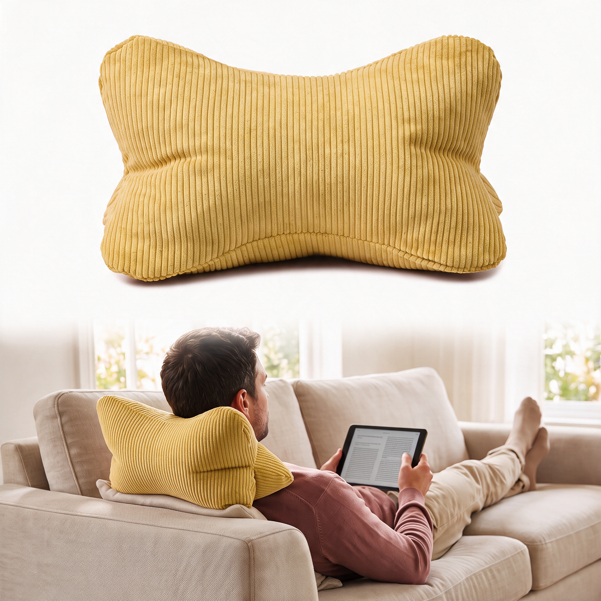Velmesta Structured Lounge Bolster Cushion - Yellow
