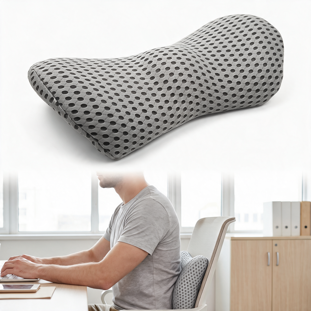 Velmesta Portable Lumbar Support Pillow - Gray