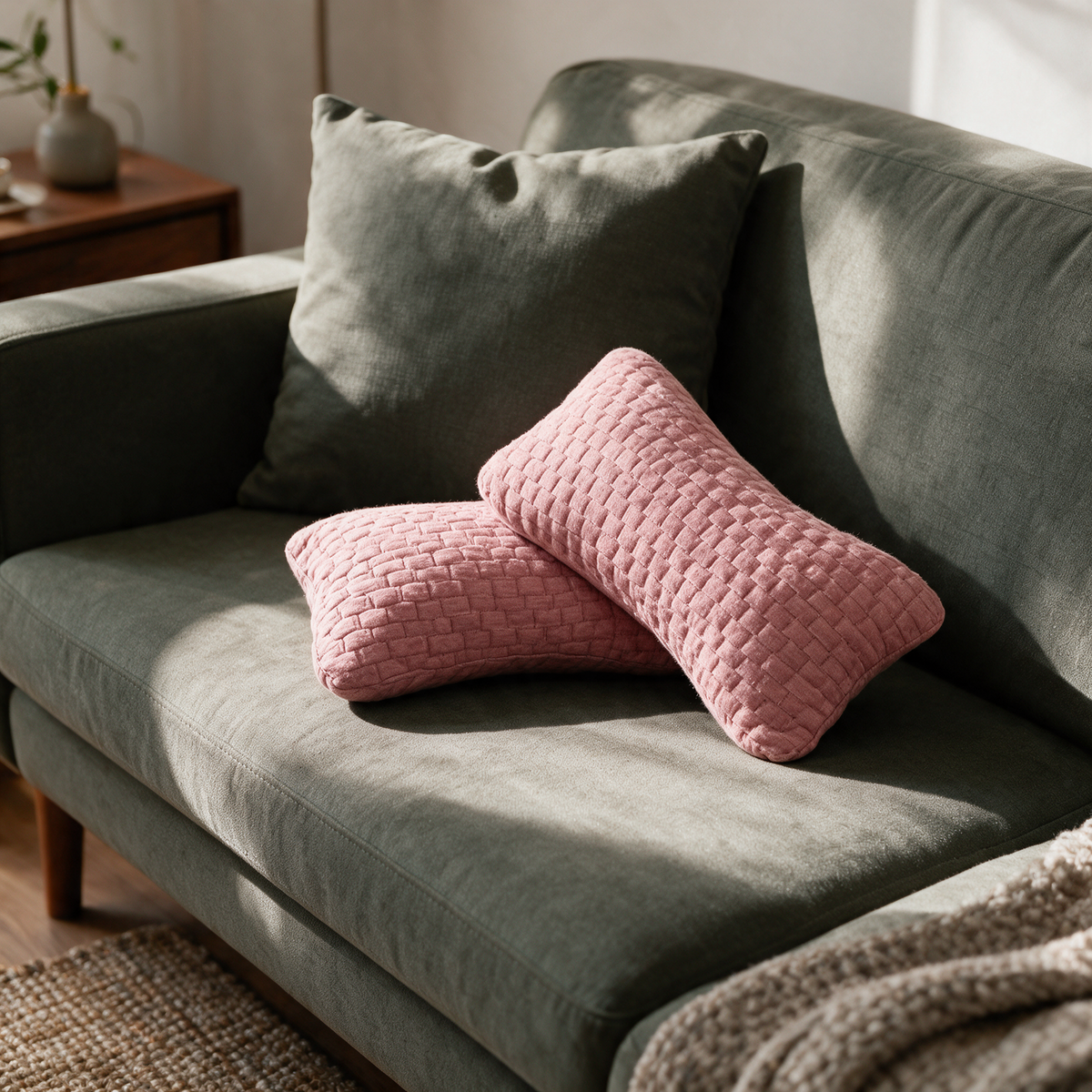 Velmesta Compact Travel Comfort Pillow Set - Pink knit
