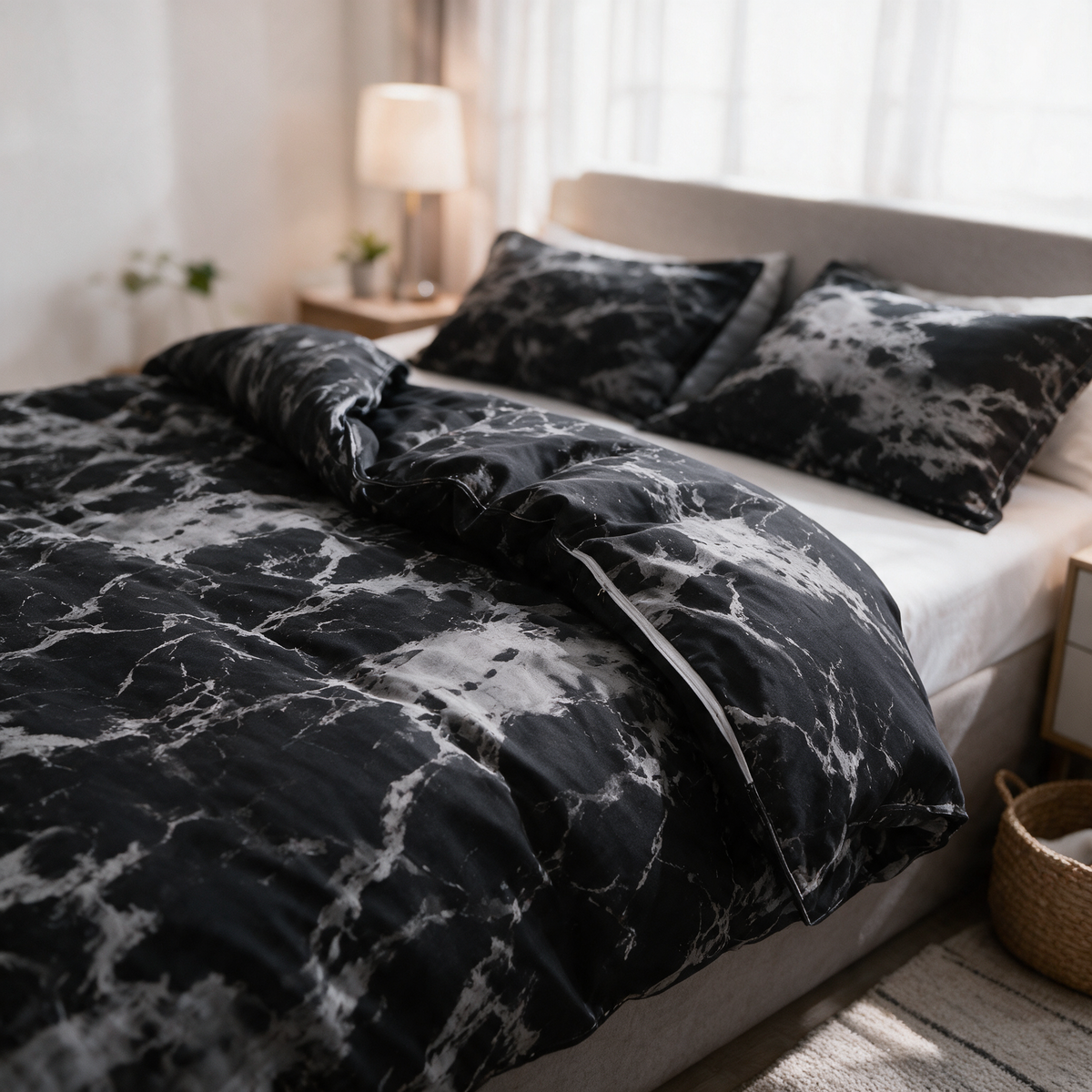 Velmesta Modern Marble Print Duvet Cover Set (3 Pcs)