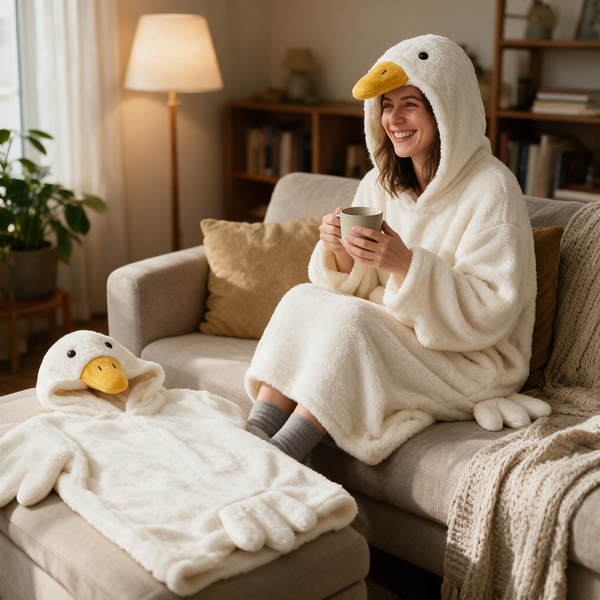 Velmesta Oversized Hooded Robe for Cozy Winter Homewear