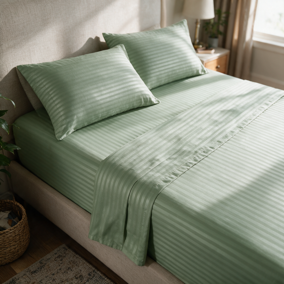 Velmesta Coordinated Solid Stripe Sheet Set