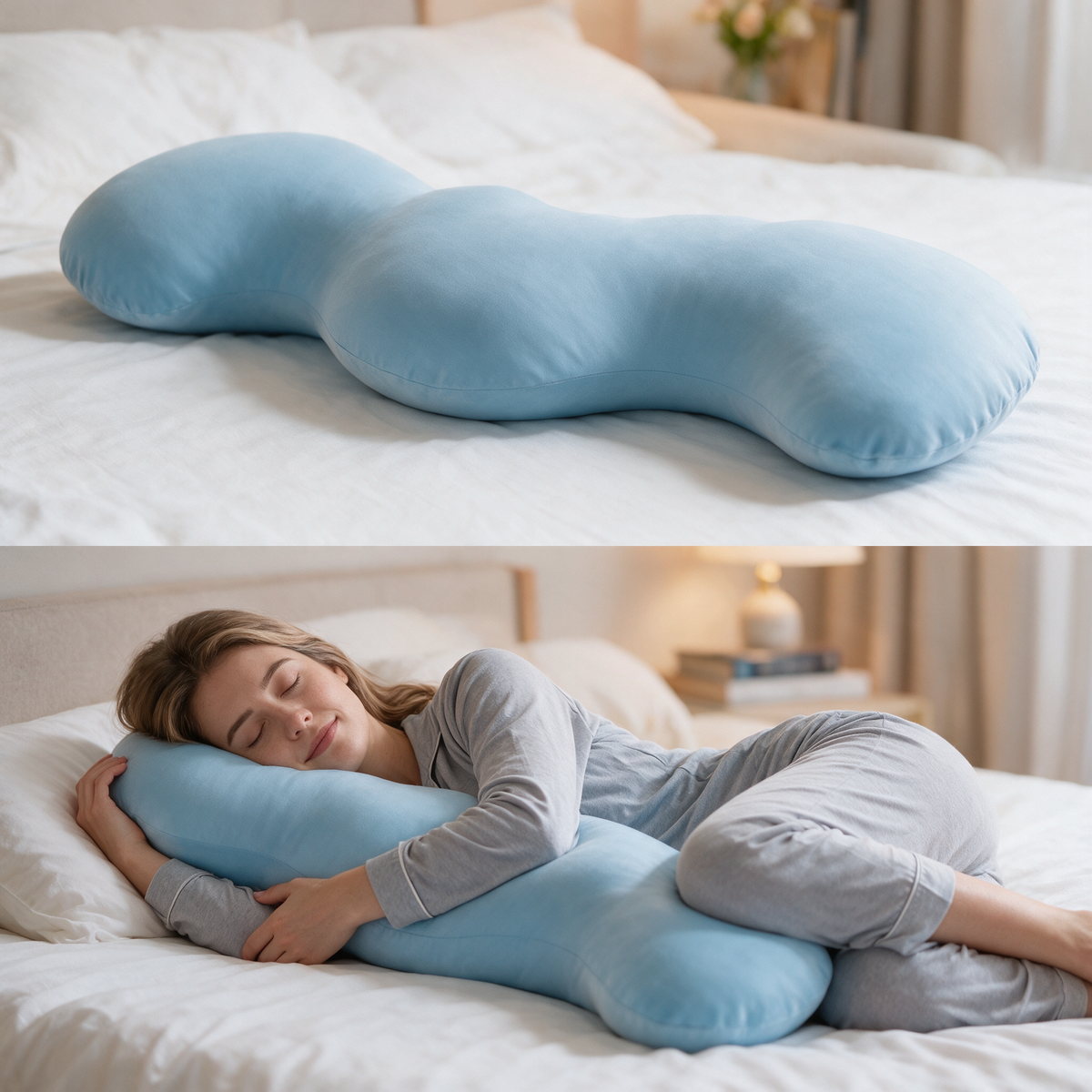Velmesta Pea Pod Snuggle Pillow for Side Sleepers