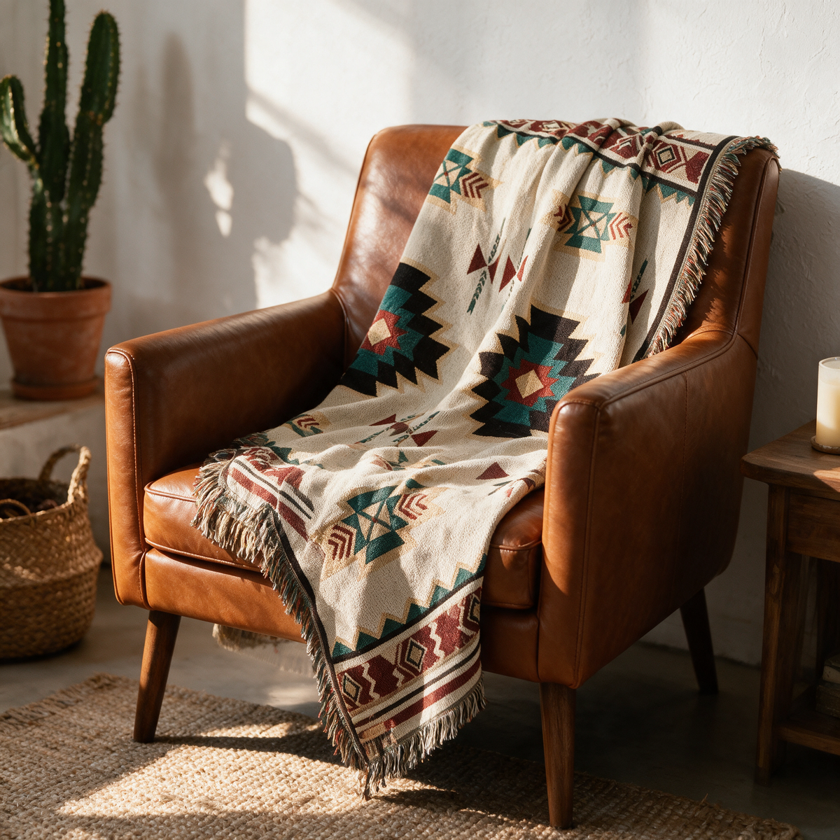 Velmesta Aztec Boho Woven Throw Blanket