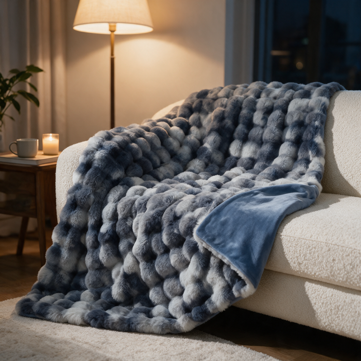 Velmesta Faux Rabbit Fur Throw Blanket