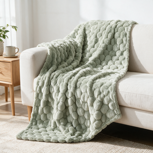 Velmesta 3D Cloud Jacquard Fleece Blanket