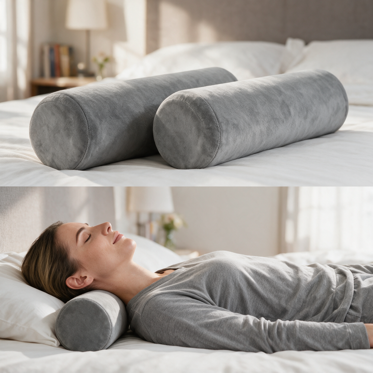 Velmesta Neck Roll Bolster Pillow (2 Pack)