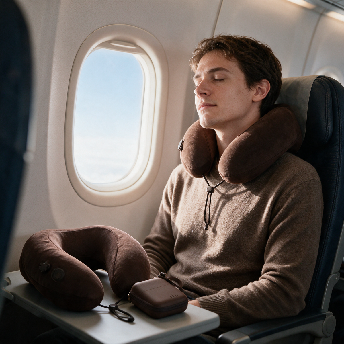 Velmesta Inflatable Travel Neck Pillow with Pocket Case
