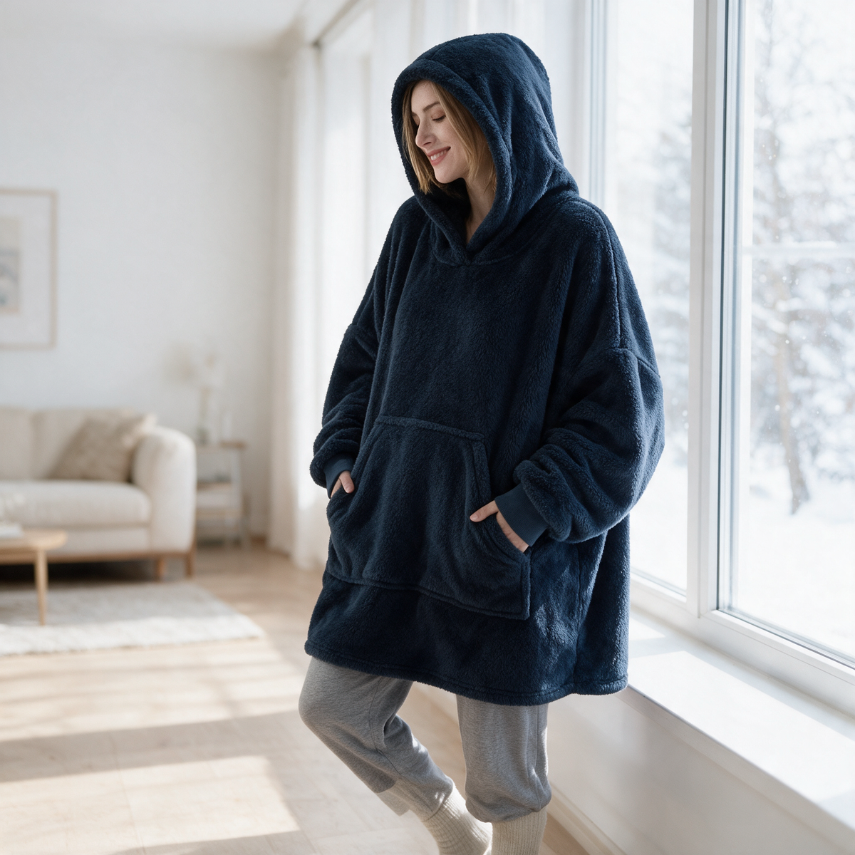 Velmesta Oversized Double Fleece Blanket Hoodie