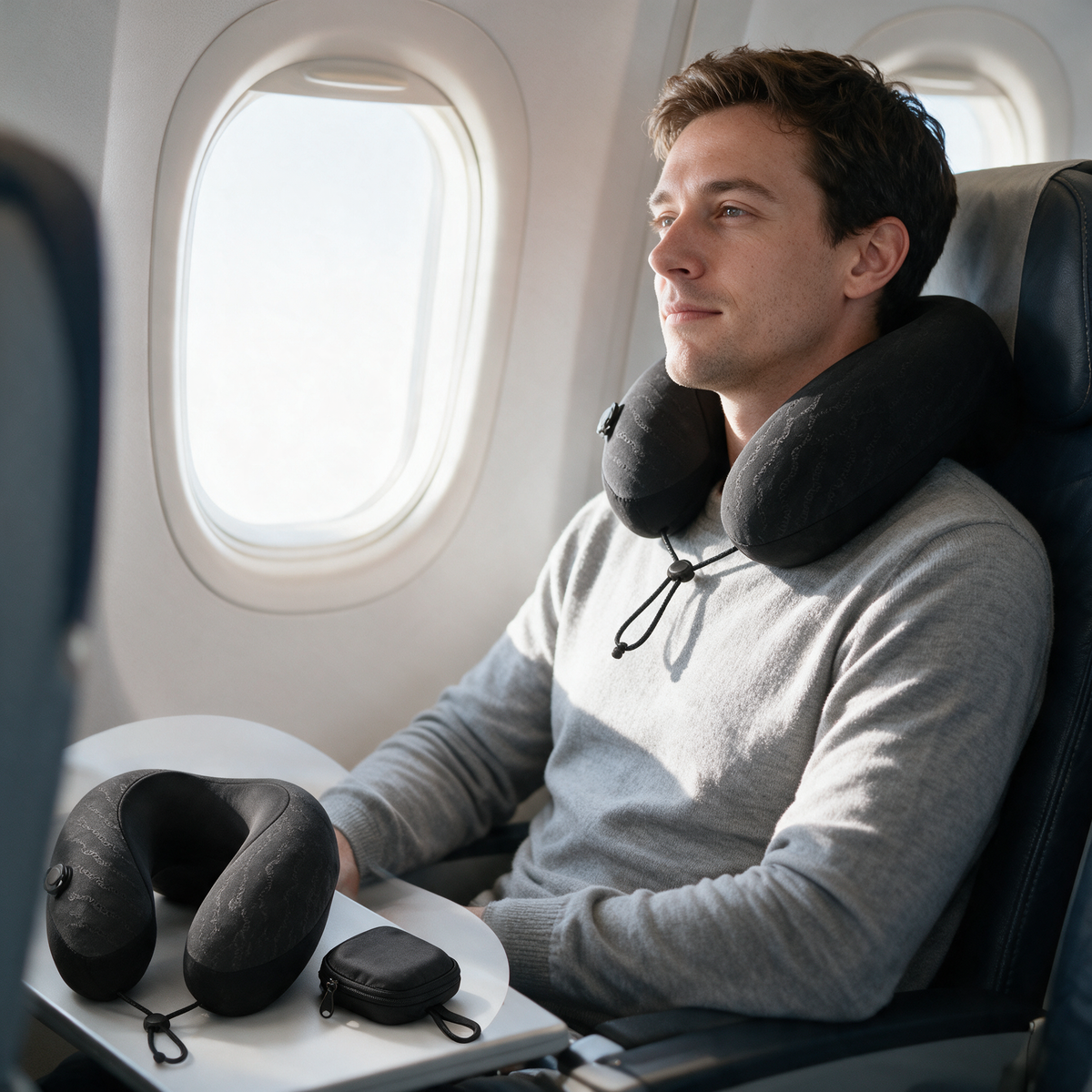 Velmesta Inflatable Travel Neck Pillow with Pocket Case