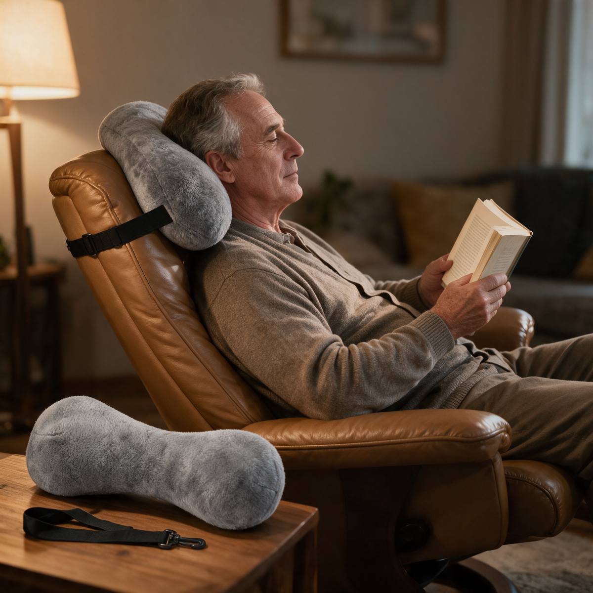 Velmesta Plush Recliner Neck Pillow with Strap