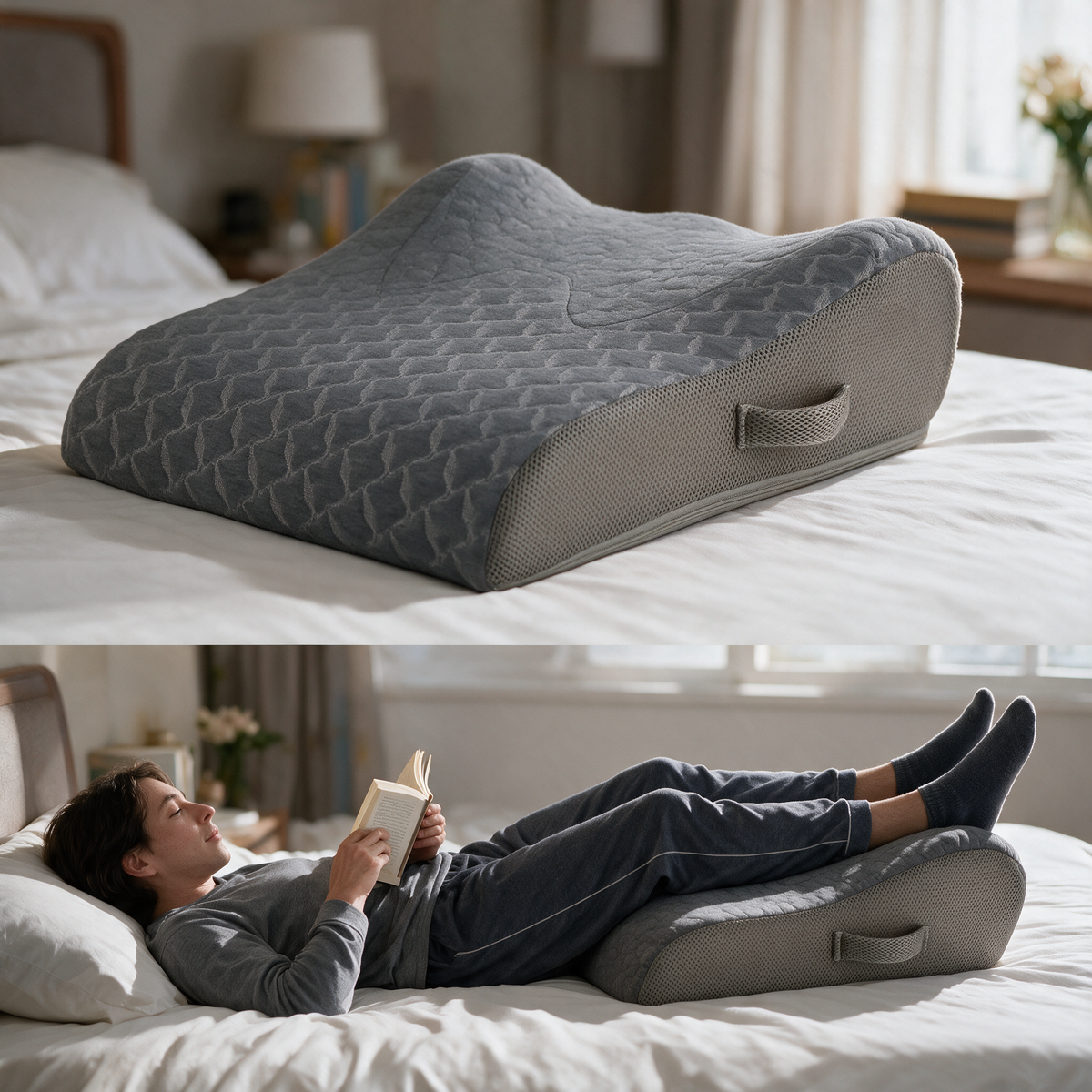 Velmesta Memory Foam Leg Elevation Pillow in Gray