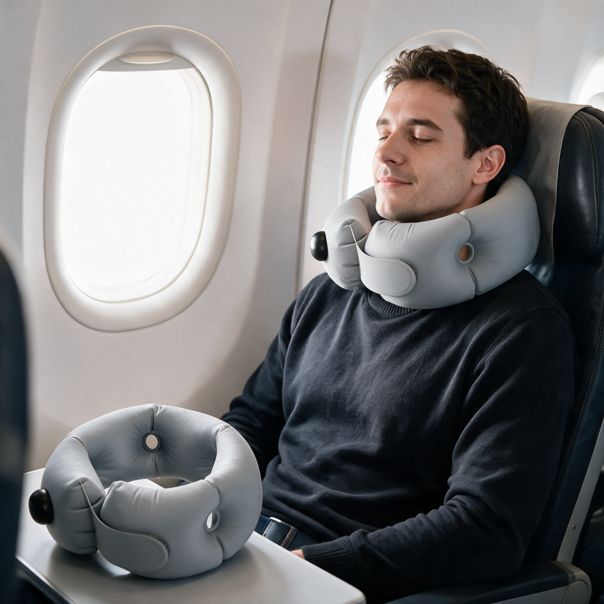 Velmesta 360 Inflatable Travel Neck Pillow in Light Gray