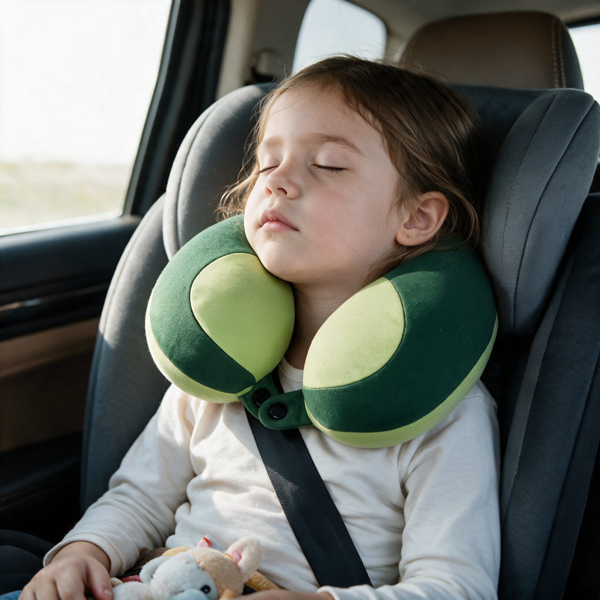 Velmesta Kids Chin Support Travel Neck Pillow in Green