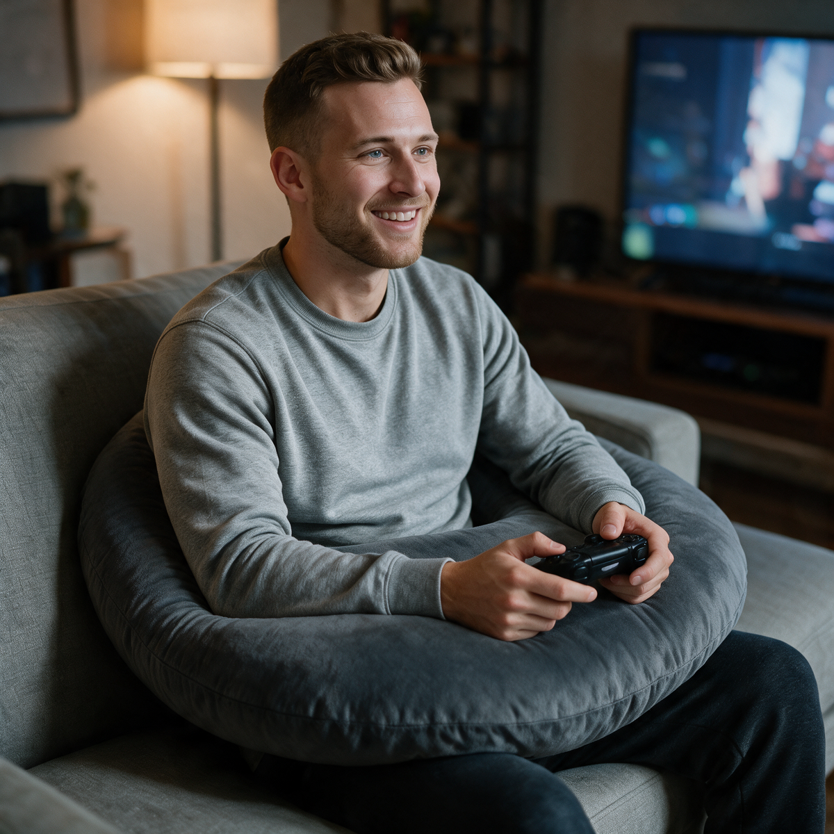 Velmesta U-Shaped Gaming Pillow in Dark Grey