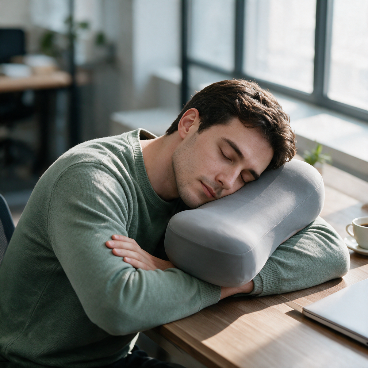Velmesta Office Nap Pillow with Cooling Ice Silk Cover in Light Gray
