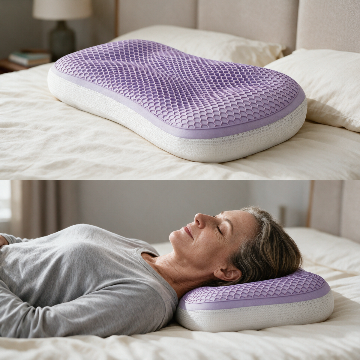 Velmesta honeycomb gel neck support pillow on a bed
