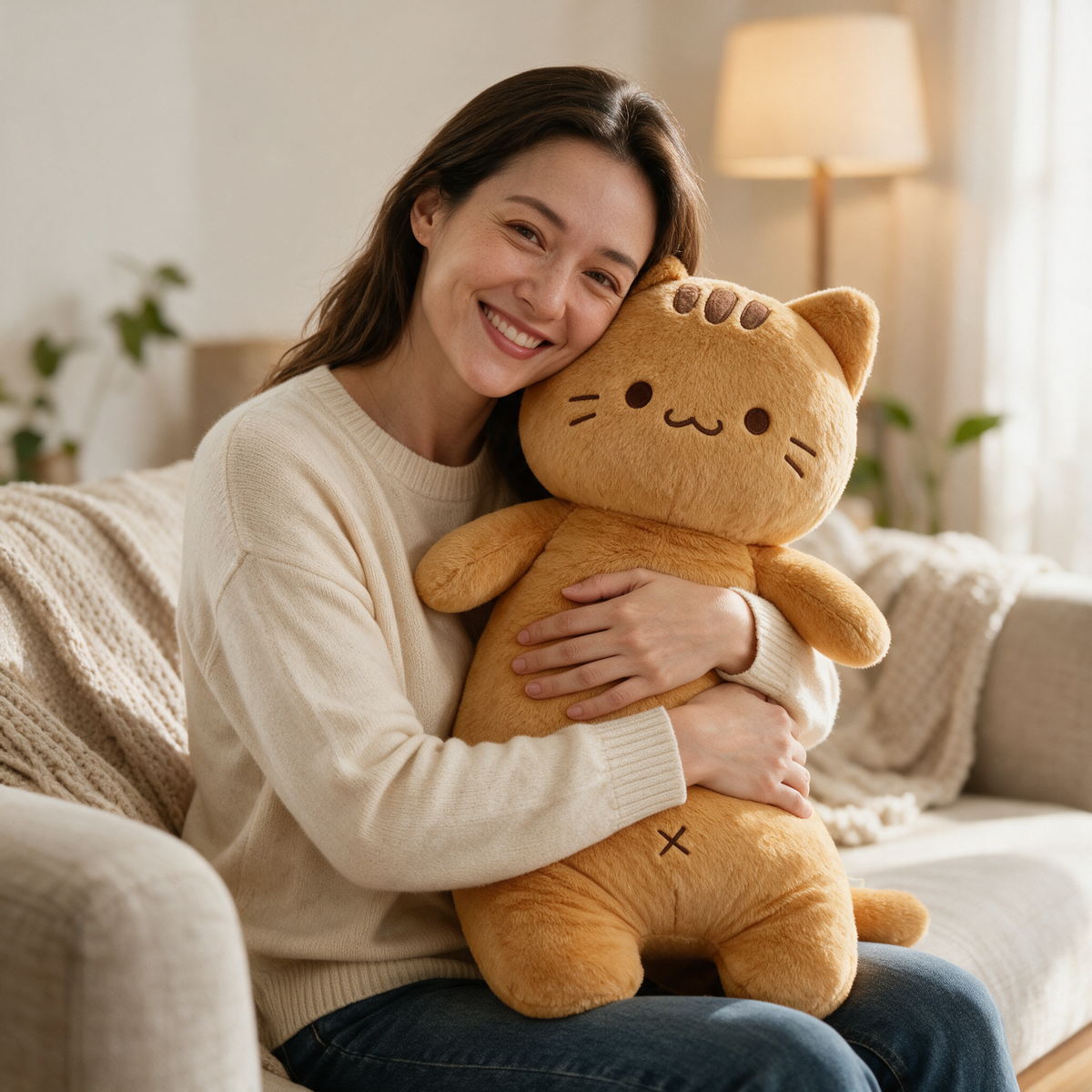 Velmesta long plush cat body pillow
