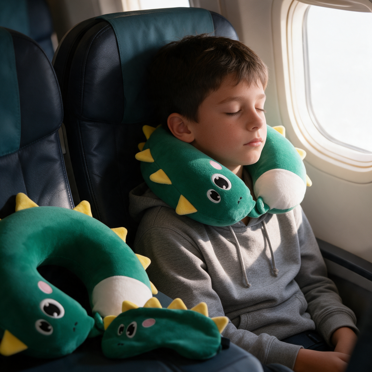 Velmesta dinosaur memory foam travel pillow with eye mask