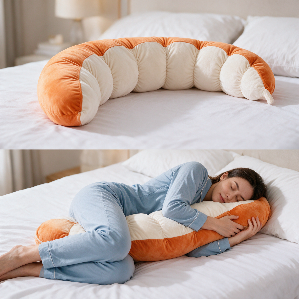 Velmesta orange pea pod long body pillow