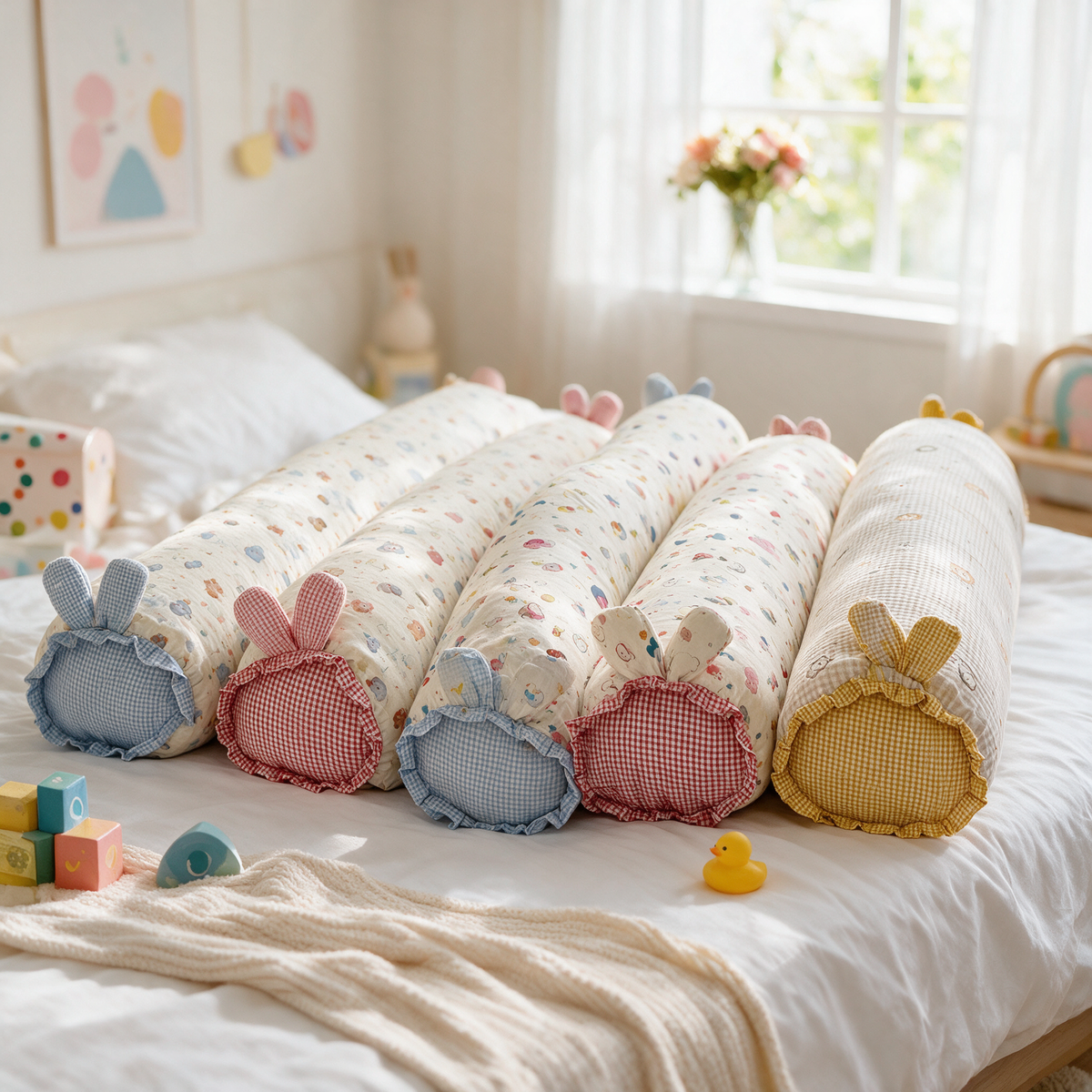 Velmesta cotton gauze bunny ear body pillows in all five prints