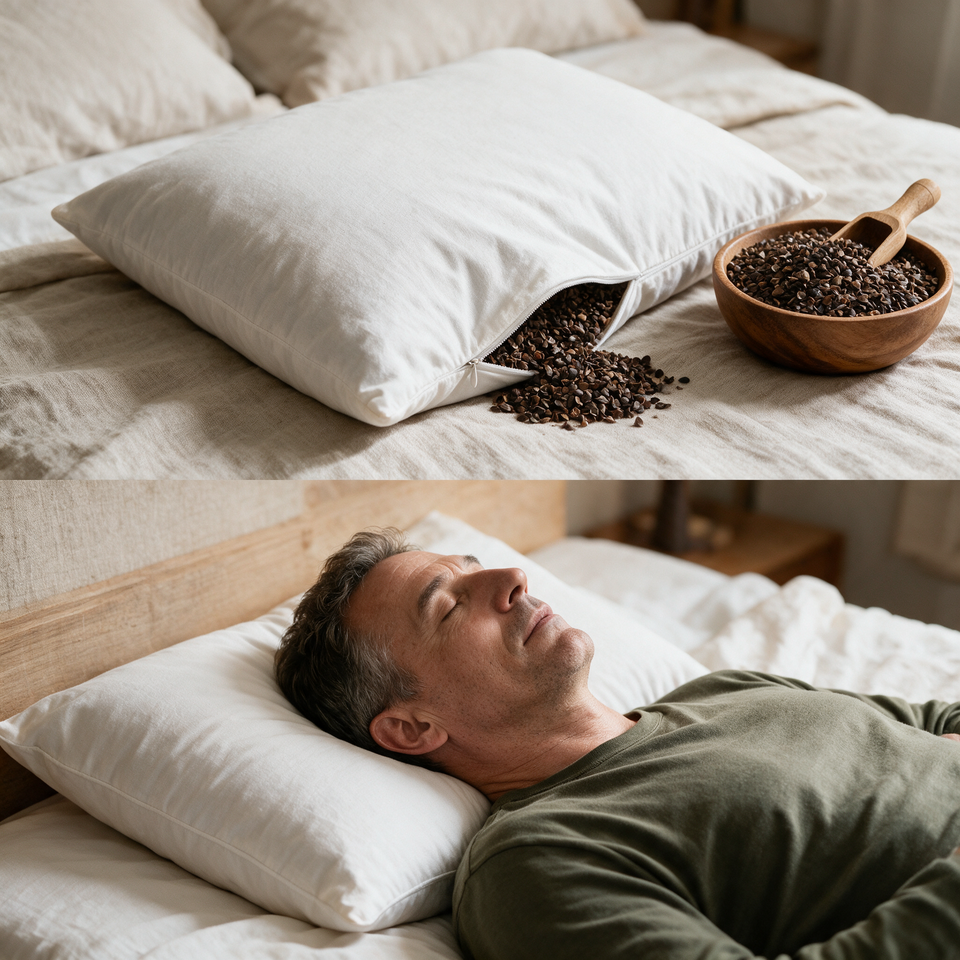 Velmesta Buckwheat Pillow for Back & Side Sleepers, Buckwheat Hull ...
