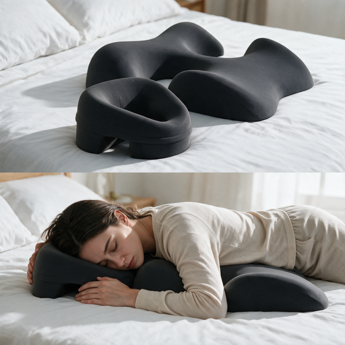Velmesta face cradle and chest support pillow set in Black