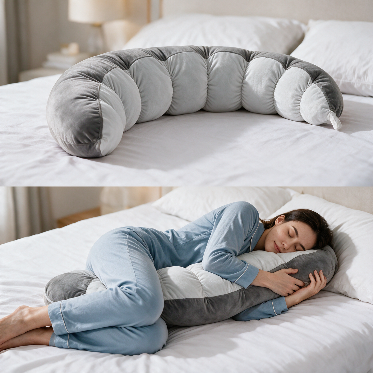 Velmesta pea pod long body pillow in Grey