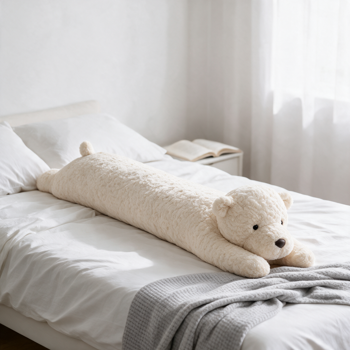 Velmesta white puppy plush body pillow