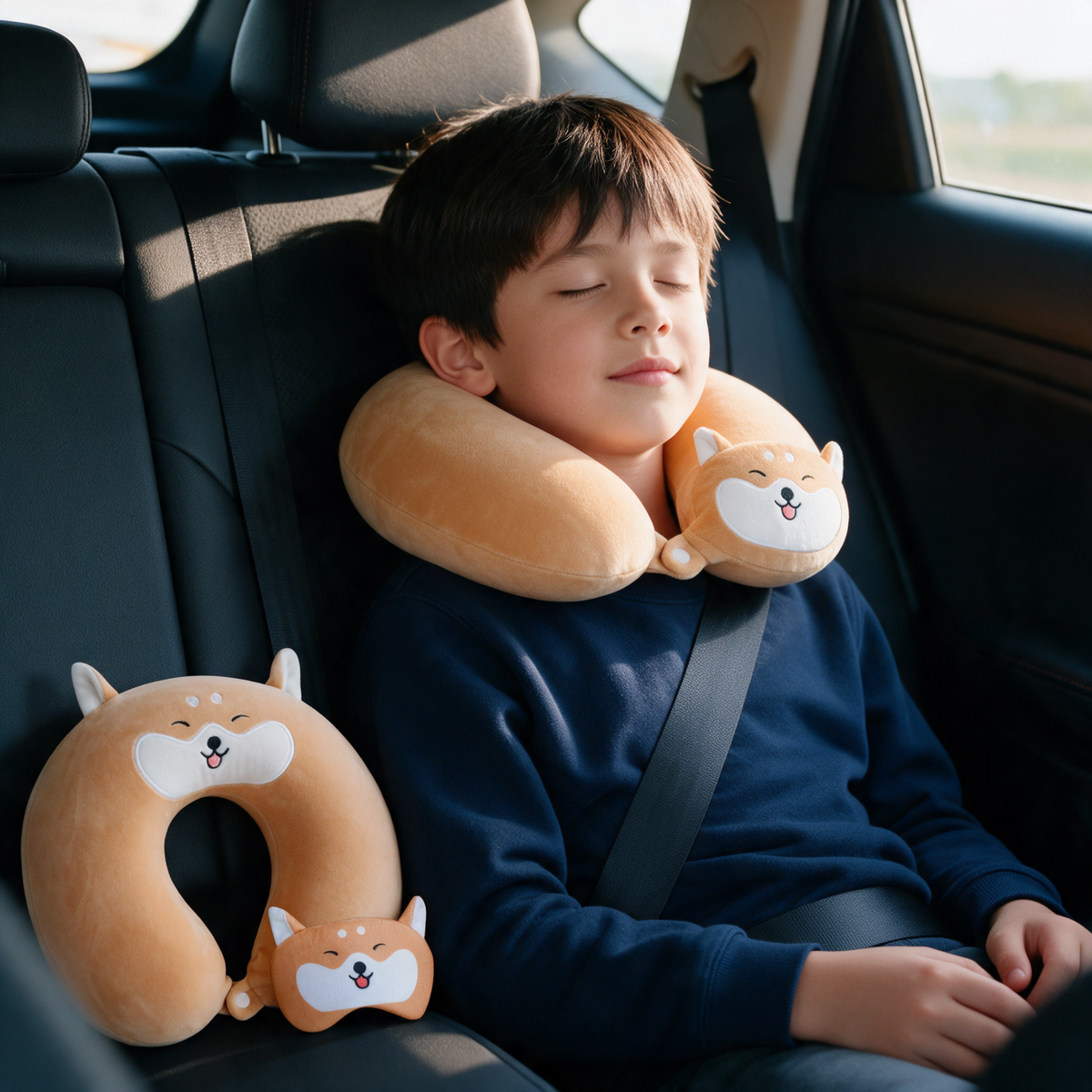 Velmesta shiba dog memory foam travel pillow with eye mask