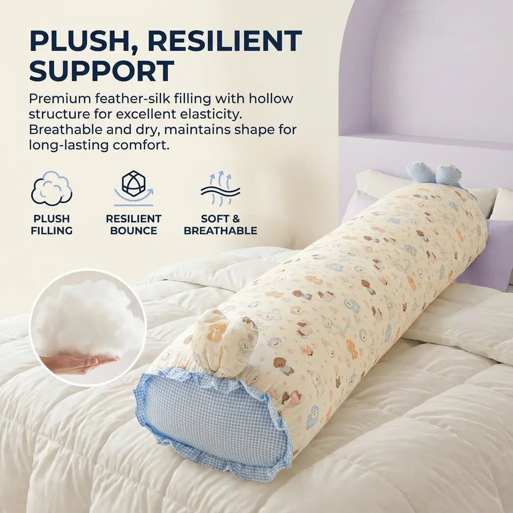 Velmesta Cotton Gauze Bunny Ear Long Body Pillow view 2